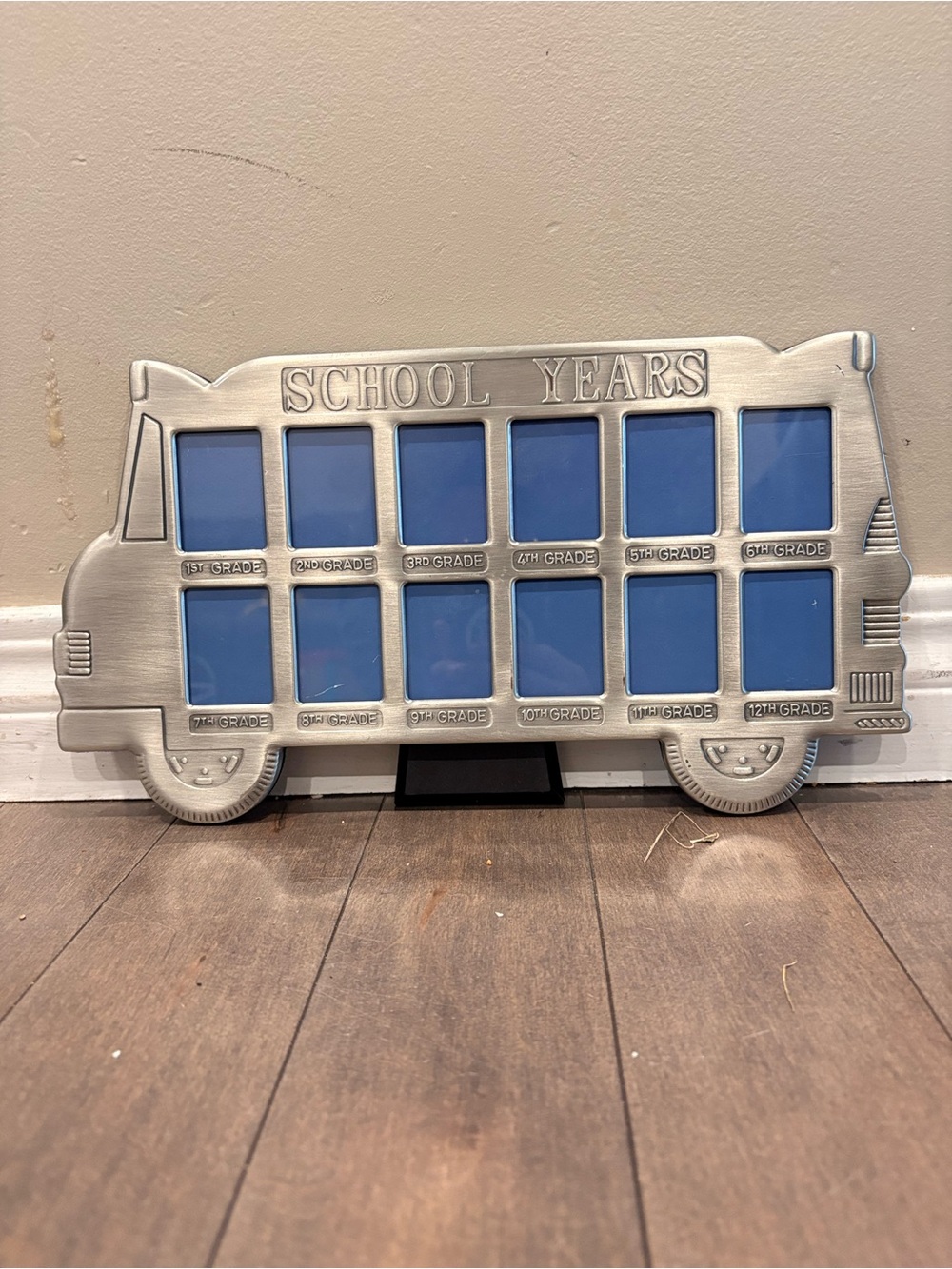 School Years Silver Bus Photo Frame with Blue Inserts